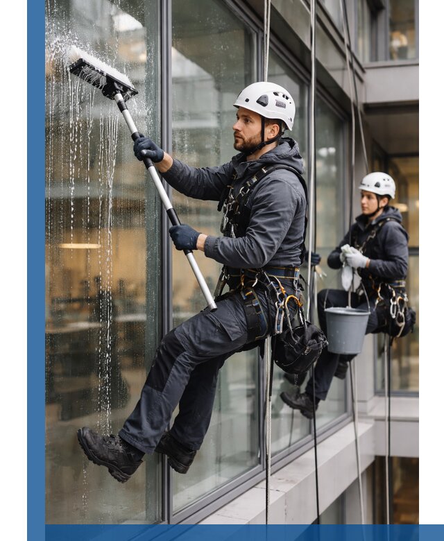 Профессиональная мойка витражей промышленными альпинистами в Грозном
