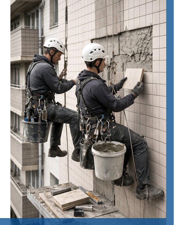 Ремонт облицовки фасада плиткой в Грозном от 1847 р. | ВЫСОТНИК-Грз