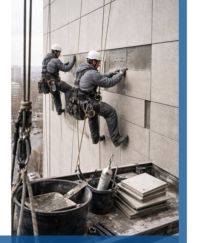 Ремонт фасада из керамогранита в Грозном от 2565 р. | ВЫСОТНИК-Грз