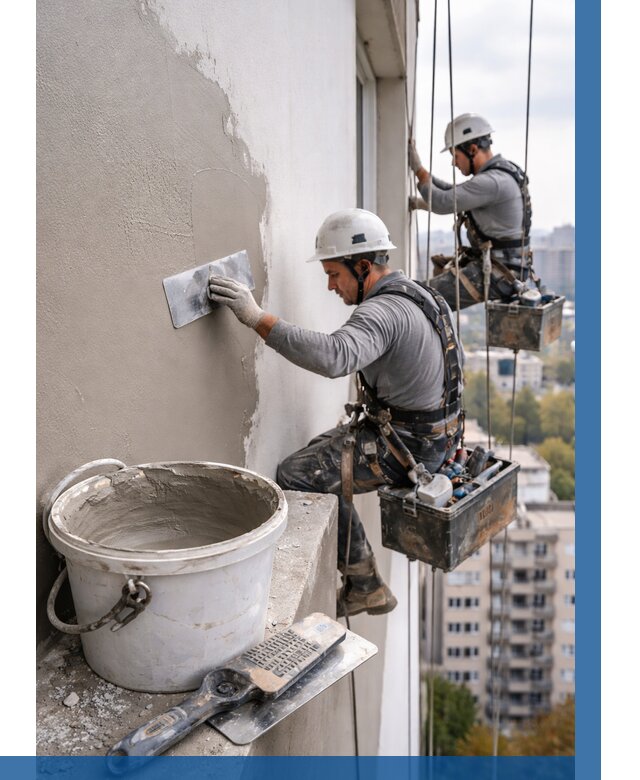 Шпаклевка фасада на высоте в Грозном от 718 р. | ВЫСОТНИК-Грз