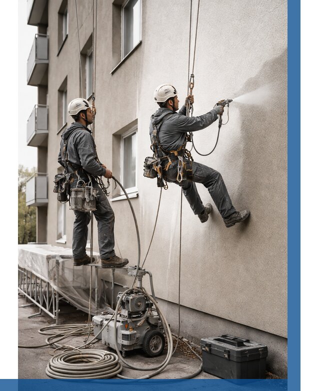 Безвоздушная покраска фасада в Грозном от 226 р/м² | ВЫСОТНИК-Грз