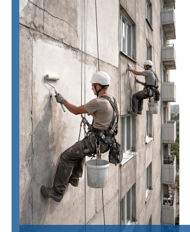 Покраска бетонного фасада в Грозном для жилых и промышленных объектов