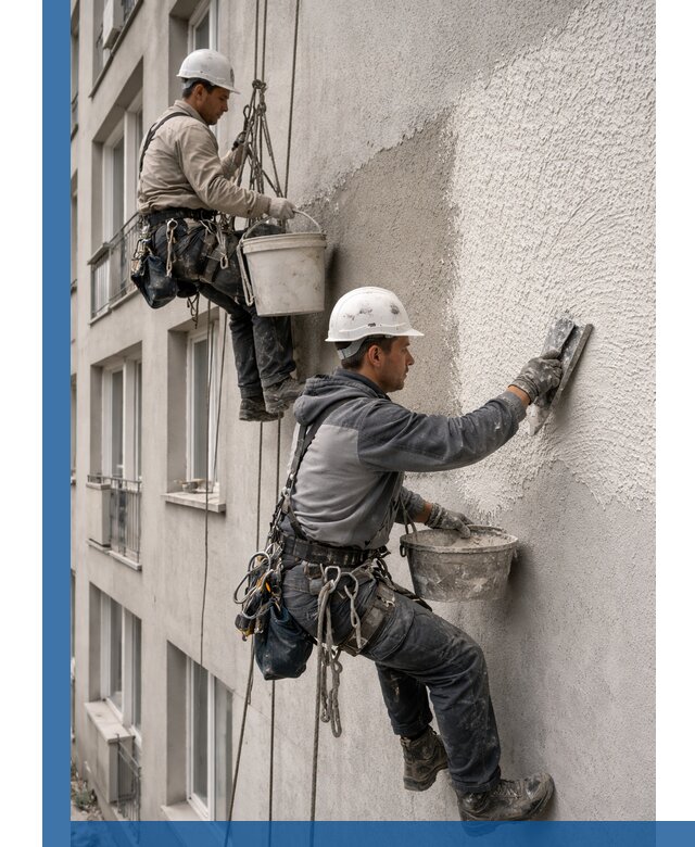 Нанесение декоративной штукатурки короед на фасад в Грозном