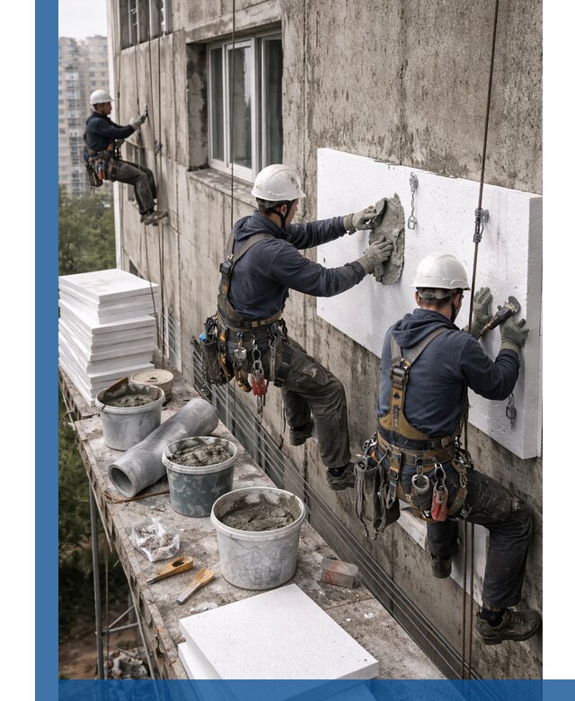 Утепление фасада пенополистиролом в Грозном под ключ