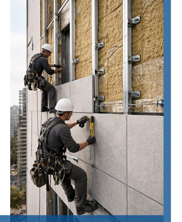 Монтаж вентилируемого фасада в Грозном от 3591 р. | ВЫСОТНИК-Грз