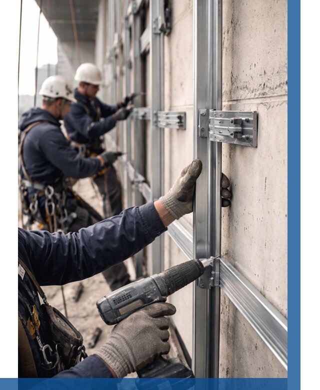 Монтаж подсистемы вентфасада в Грозном от 872 р. | ВЫСОТНИК-Грз