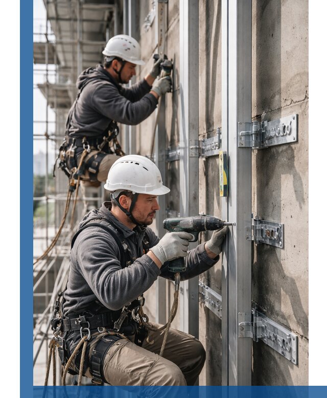 Монтаж и крепление подсистемы вентфасада в Грозном