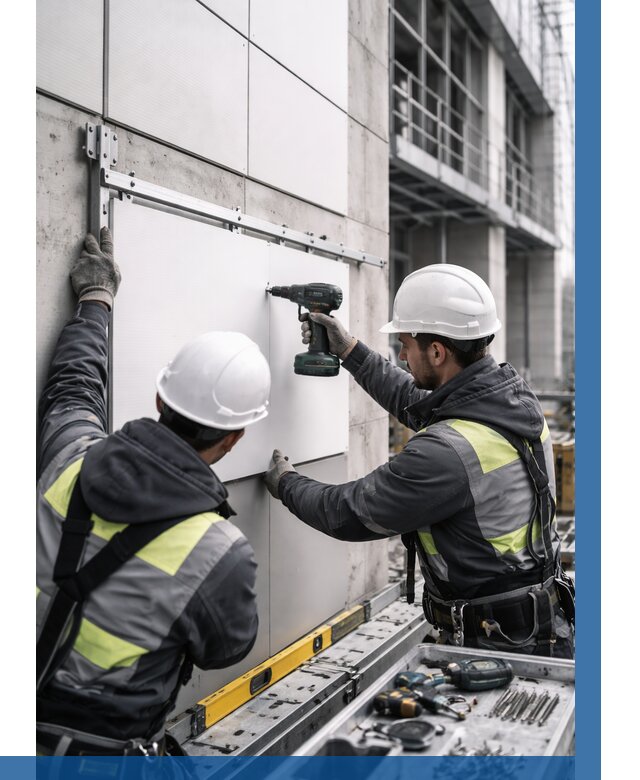 Монтаж композитных панелей фасада в Грозном от 2565 р. | ВЫСОТНИК-Грз