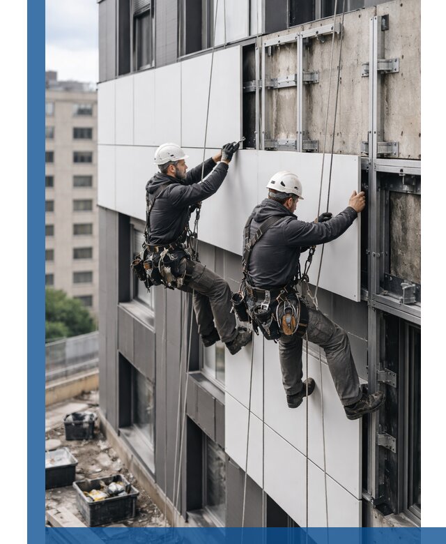 Монтаж композитных панелей фасада в Грозном под ключ