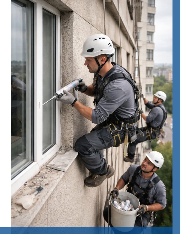 Герметизация оконных швов снаружи в Грозном от 1539 р. | ВЫСОТНИК-Грз