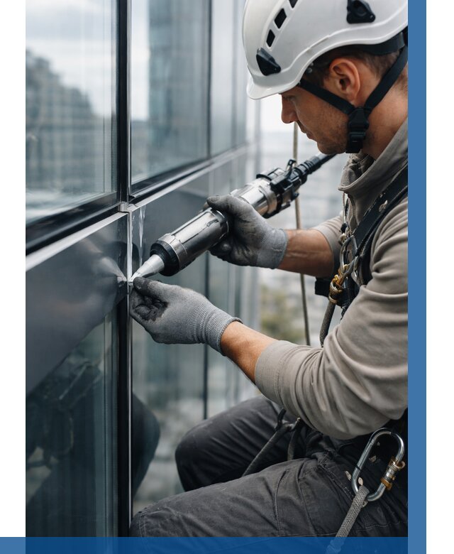 Герметизация стыков витража в Грозном от 1231 р. | ВЫСОТНИК-Грз