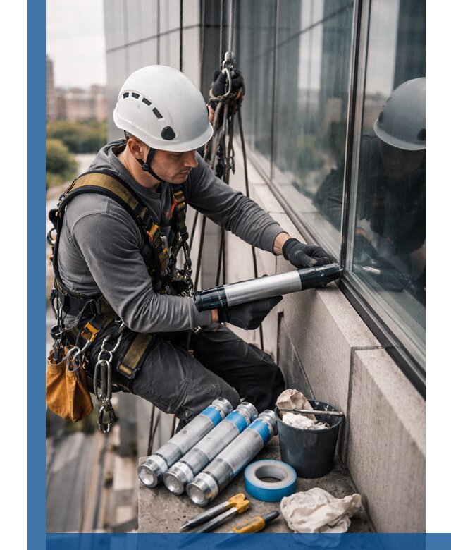 Герметизация стыков витража в Грозном для герметичных фасадов