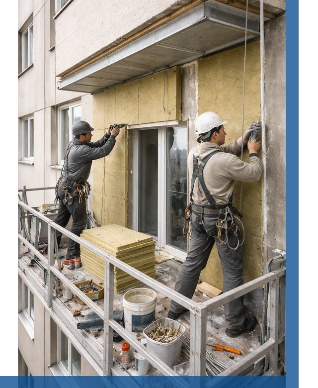 Утепление балкона снаружи в Грозном от 1642 р. под ключ ВЫСОТНИК-Грз