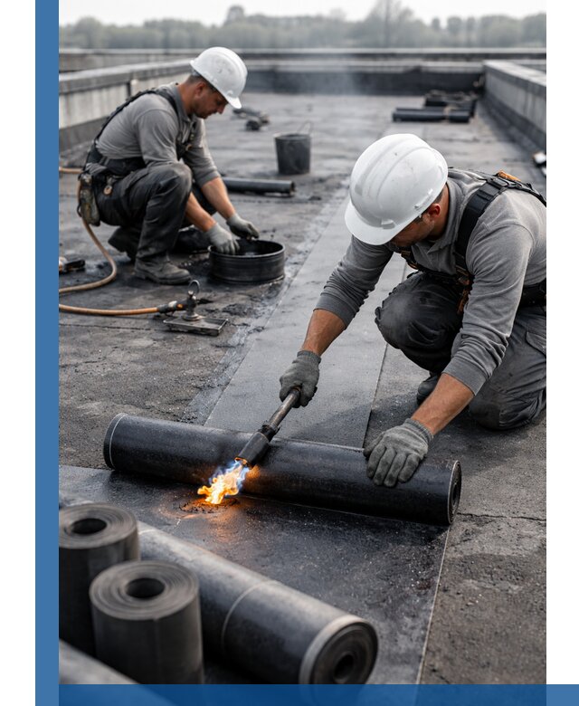 Ремонт рулонной кровли в Грозном герметизация и восстановление