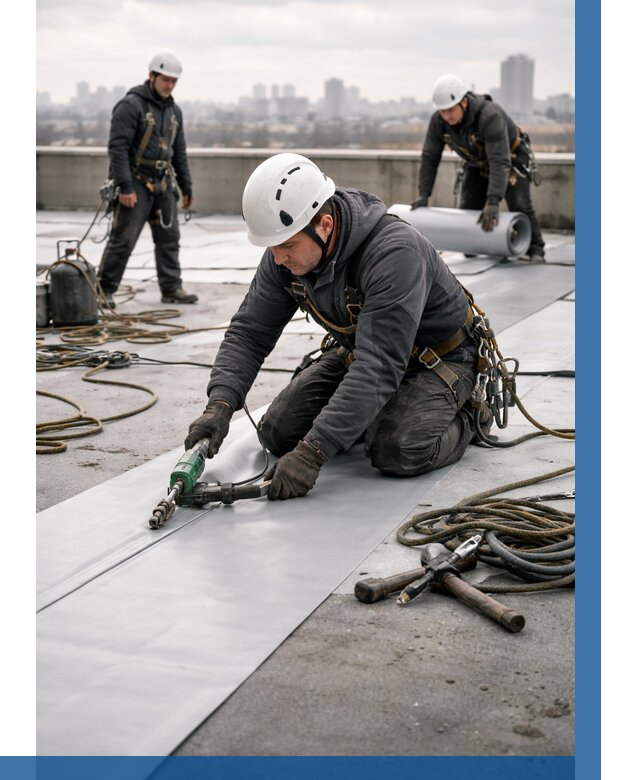 Ремонт мембранной кровли в Грозном от 1847 р./м2 | ВЫСОТНИК-Грз