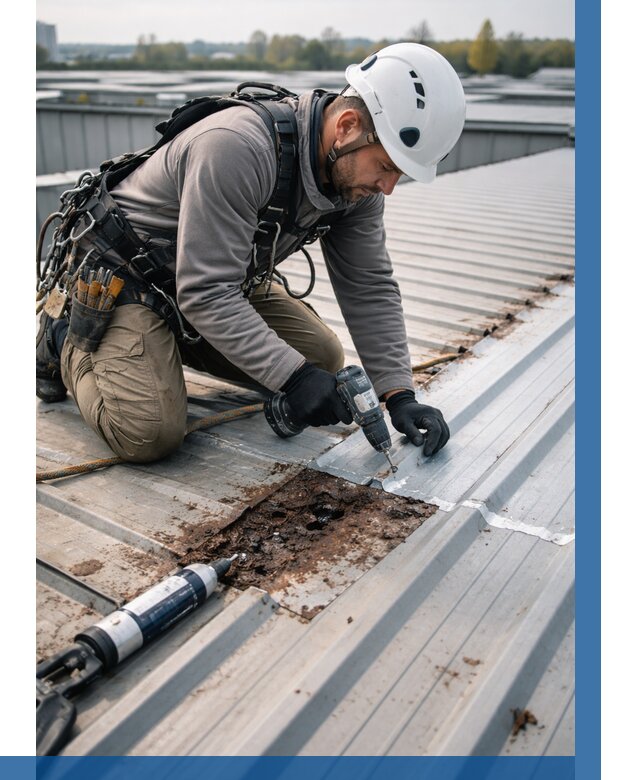 Ремонт профнастила на кровле в Грозном от 718 р. | ВЫСОТНИК-Грз