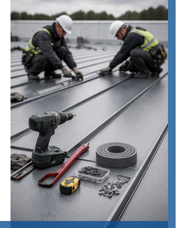 Монтаж фальцевой кровли в Грозном от 1847 р. | ВЫСОТНИК-Грз