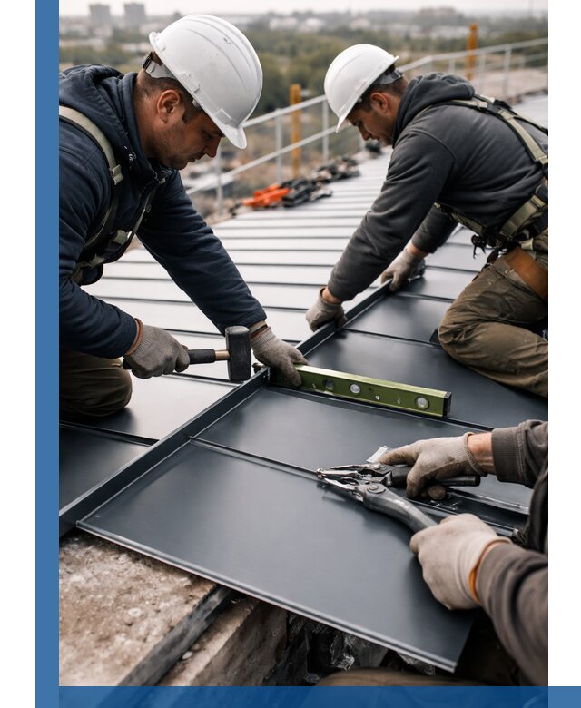 Монтаж фальцевой кровли в Грозном для промышленных зданий