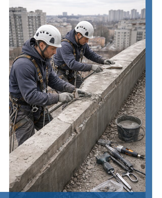 Ремонт парапета на кровле в Грозном от 1539 р. | ВЫСОТНИК-Грз