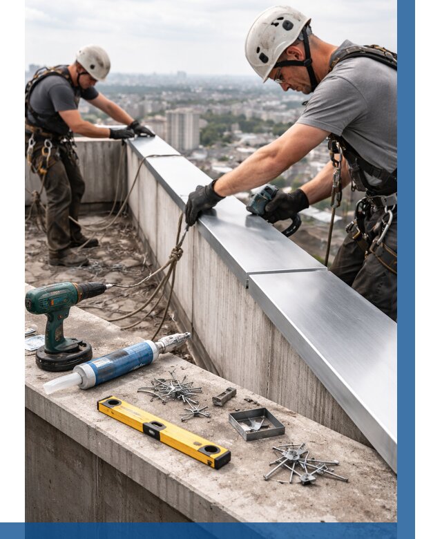 Монтаж парапетных крышек в Грозном от 821 р. | ВЫСОТНИК-Грз