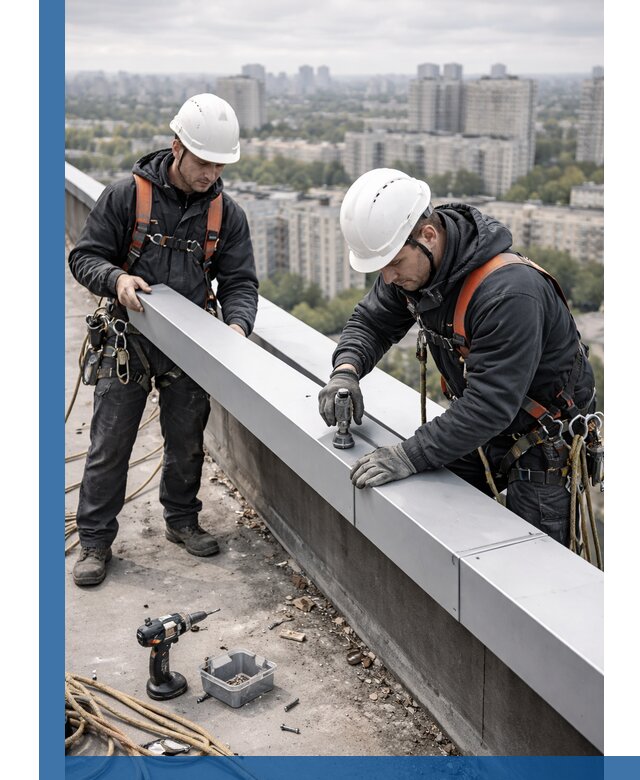 Монтаж парапетных крышек и ограждений кровли в Грозном