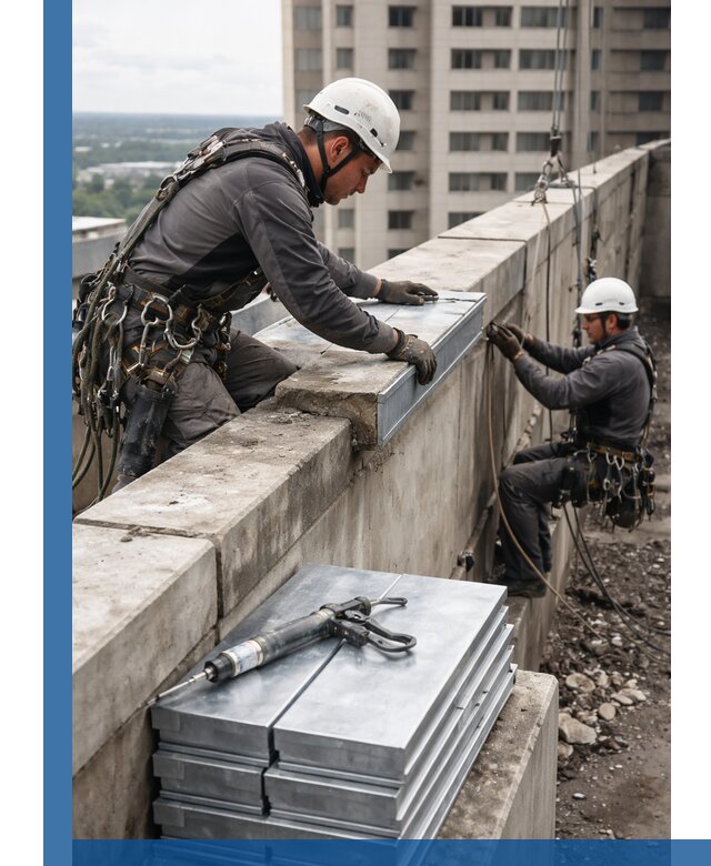 Замена парапетных крышек и установка новых в Грозном