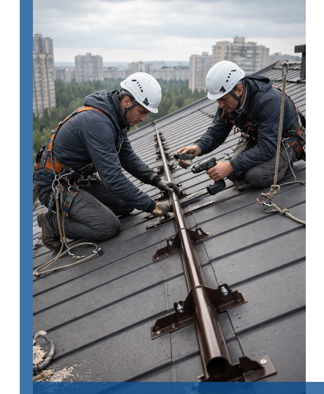 Монтаж снегозадержателей на кровле зданий в Грозном под ключ