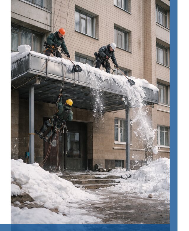 Очистка козырьков от снега в Грозном от 3591 р. | ВЫСОТНИК-Грз