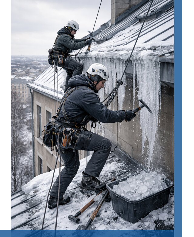 Удаление наледи с кровли в Грозном от 5644 р. | ВЫСОТНИК-Грз