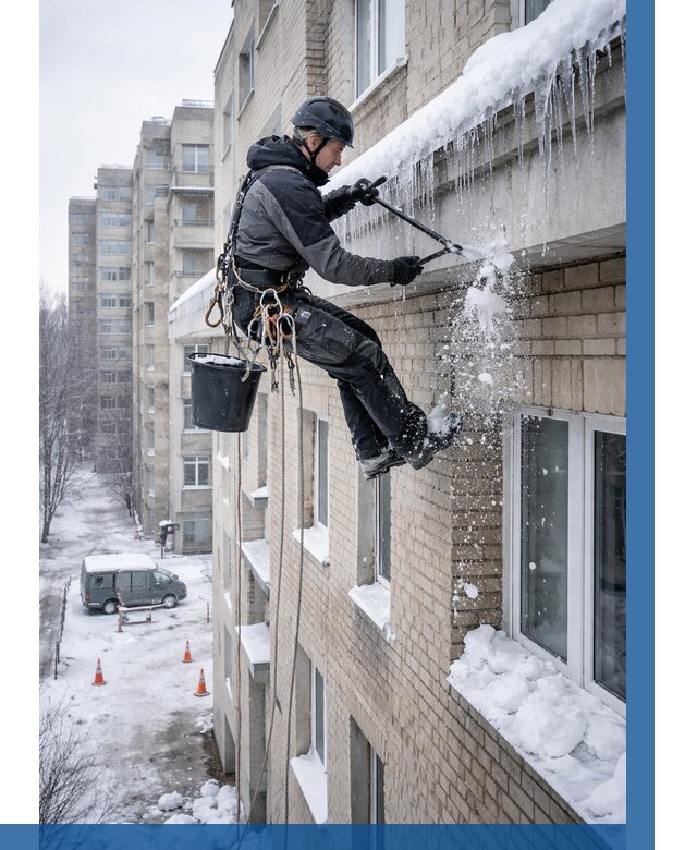 Удаление наледи с карнизов в Грозном от 359 р. | ВЫСОТНИК-Грз