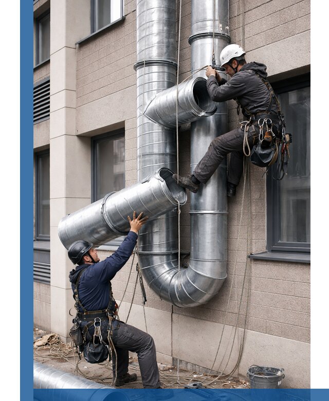 Монтаж фасадных воздуховодов в Грозном с герметизацией и крепежом