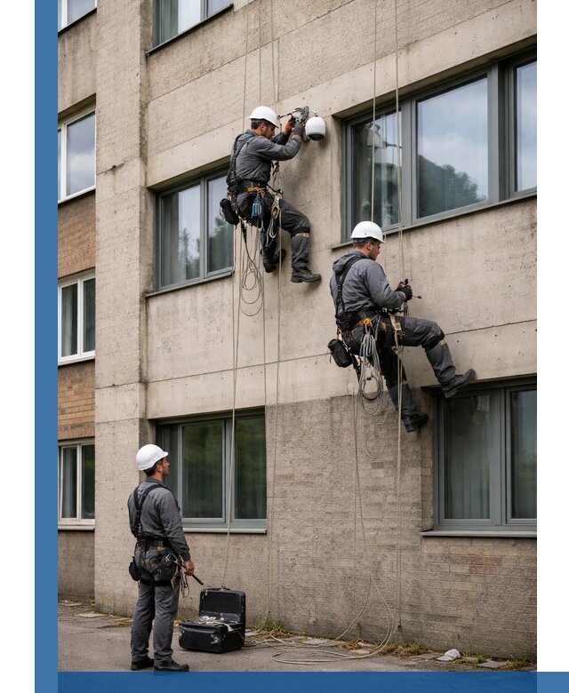 Монтаж фасадных камер видеонаблюдения в Грозном под ключ