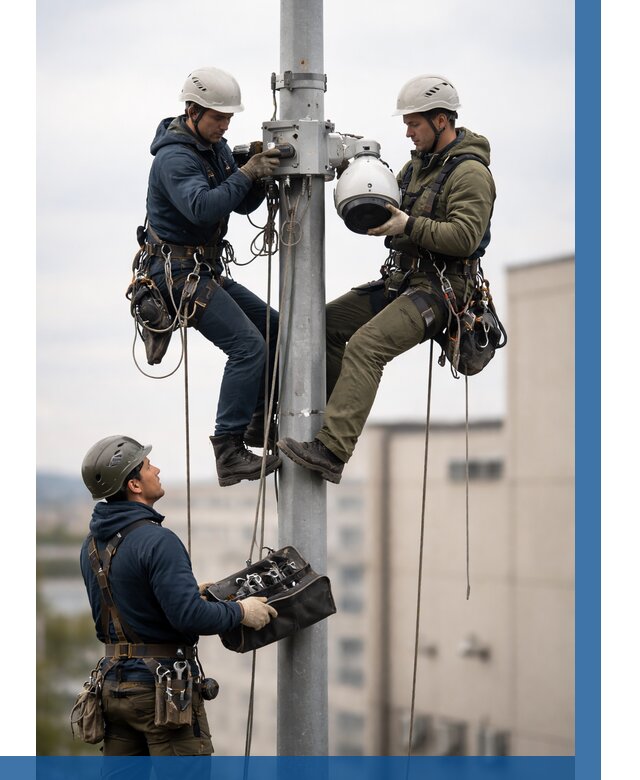 Установка видеокамер на мачте в Грозном от 8722 р. | ВЫСОТНИК-Грз