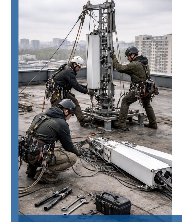 Демонтаж антенн на крыше зданий в Грозном с гарантией