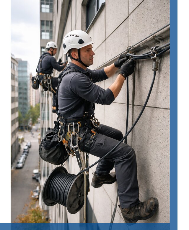 Прокладка кабеля по фасаду в Грозном от 359 р. | ВЫСОТНИК-Грз