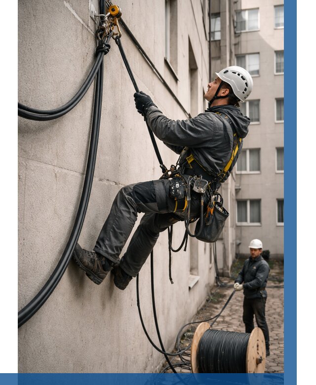 Протяжка кабеля питания на высоте в Грозном от 462 р. | ВЫСОТНИК-Грз