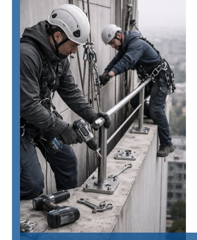 Монтаж перил на высоте в Грозном для жилых и промобъектов