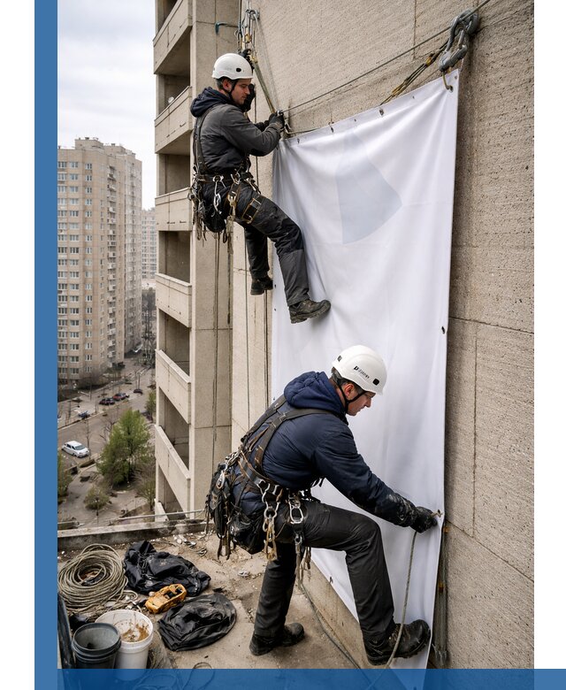 Профессиональный монтаж баннеров на фасаде в Грозном