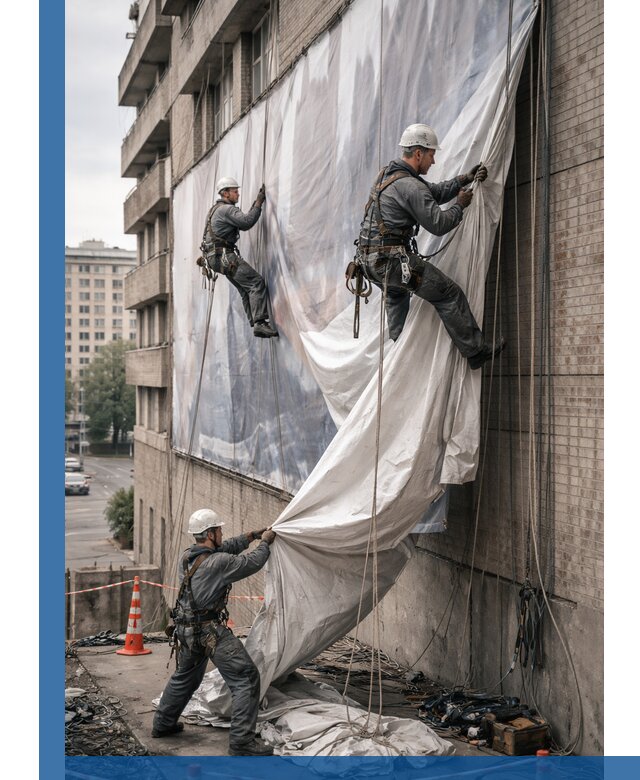 Демонтаж баннеров с фасада в Грозном оперативно и безопасно