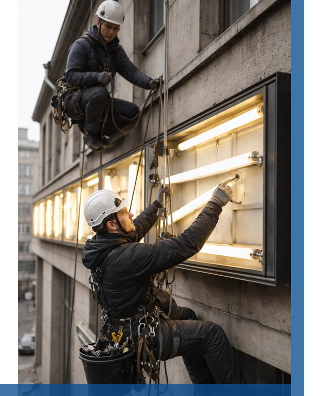 Замена ламп в вывеске в Грозном под ключ от 3591 р. | ВЫСОТНИК-Грз
