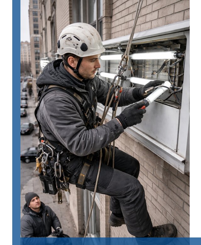 Профессиональная замена ламп в наружной вывеске в Грозном