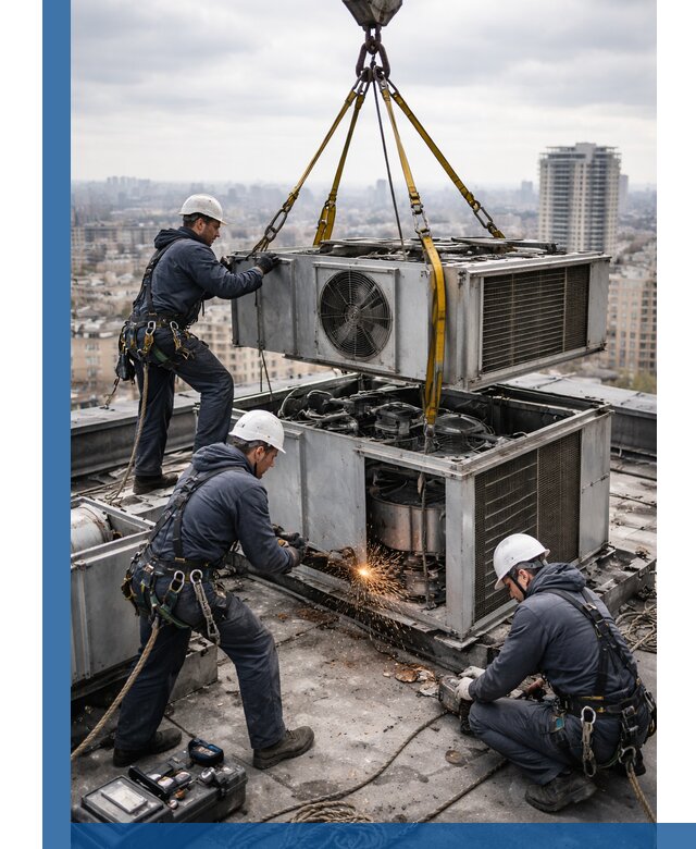 Демонтаж крышной установки в Грозном любой сложности