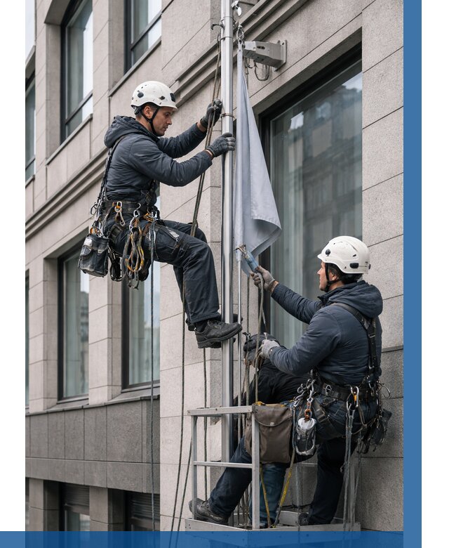 Установка флагов на фасаде в Грозном от 4617 р. | ВЫСОТНИК-Грз