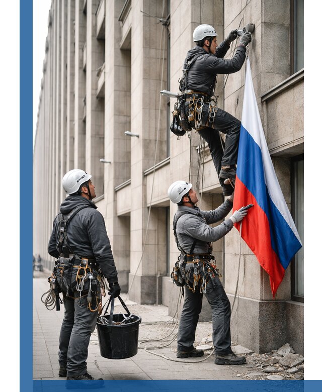 Профессиональная установка флагов на фасаде в Грозном