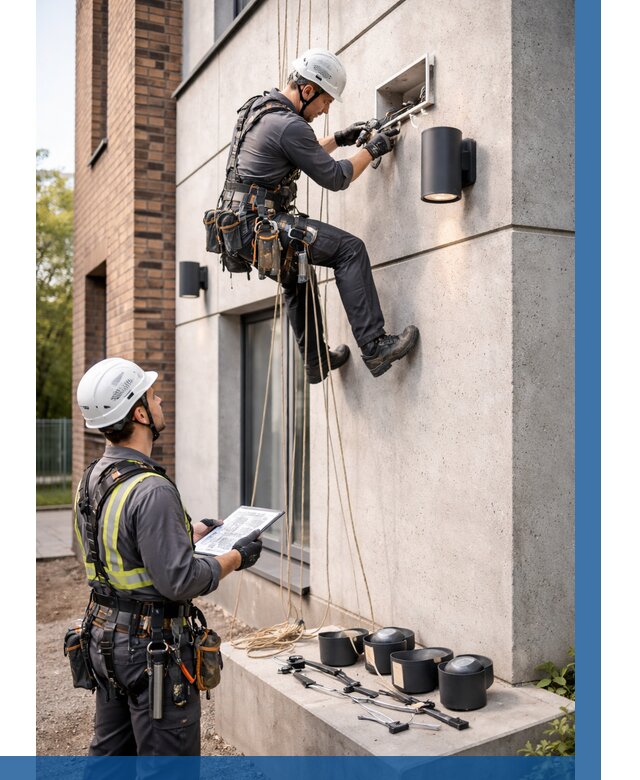 Монтаж фасадного освещения в Грозном от 2565 р. | ВЫСОТНИК-Грз