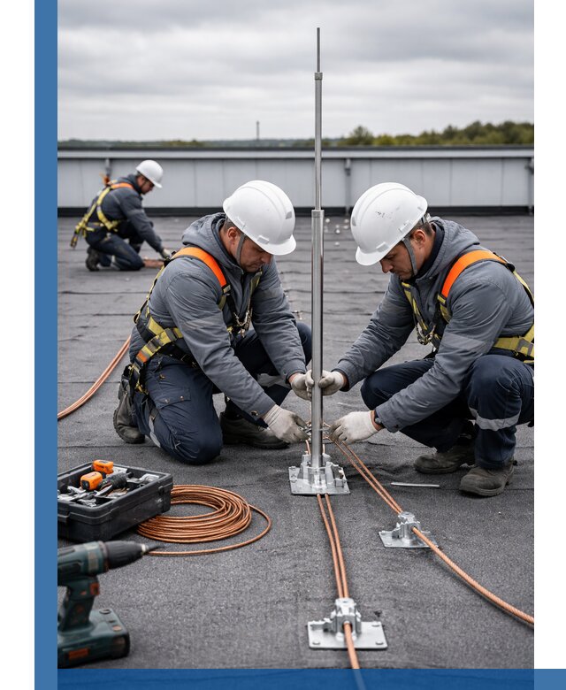 Монтаж молниезащиты на кровле в Грозном под ключ с гарантией