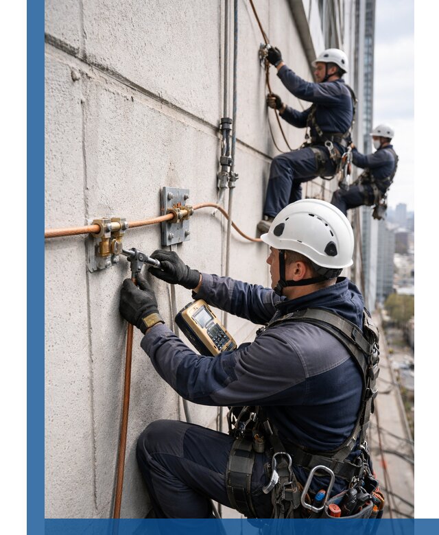 Монтаж системы заземления здания и молниезащиты в Грозном