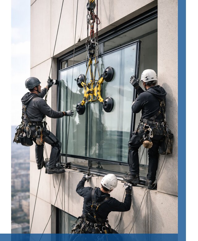 Монтаж стеклопакетов на высоте в Грозном от 3284 р. | ВЫСОТНИК-Грз