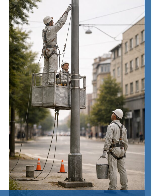 Покраска опор освещения в Грозном от 5131 р. | ВЫСОТНИК-Грз