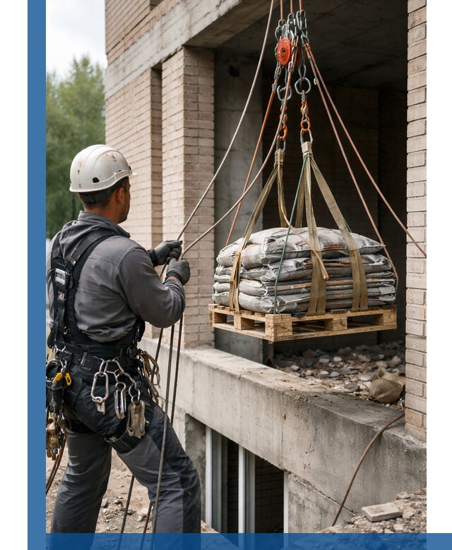 Подъем материалов на этаж веревками в Грозном оперативно